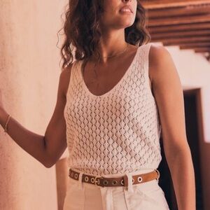 Worn once! Marine Layer Finley Crochet Sweater Tank Ivory XS excellent condition